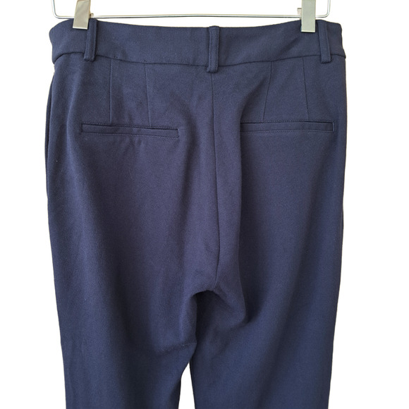 EXPRESS Flare High Rise  Pant Size 6 Navy Blue Stretch Knit Seamed Trouser Work - Picture 4 of 8
